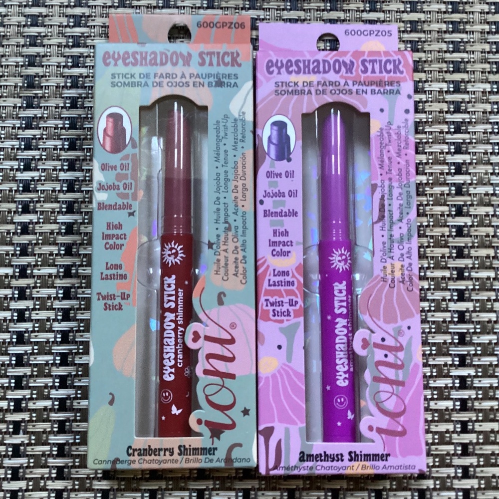 Ioni Cosmetics eyeshadow sticks bundle Cranberry Shimmer & Amethyst Shimmer NEW